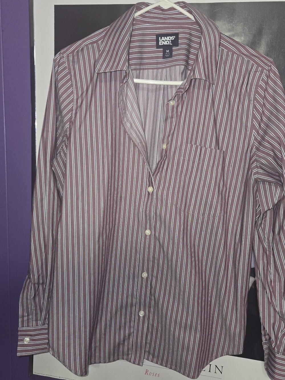 Land's End Womens Men's Look Button Down Shirt M